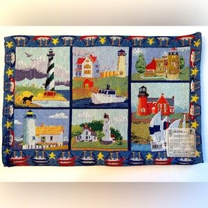 Park B. Smith Lighthouse Nautical Tapestry Placemats Set Of 4 -NWT